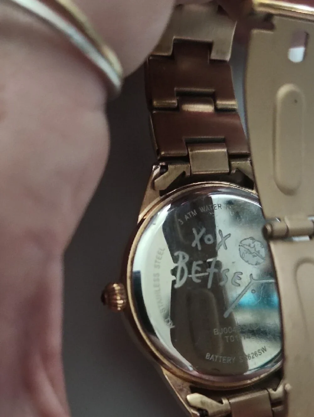 Betsey Johnson Rose Gold and White Women's Watch with Pink Heart‎ Hand